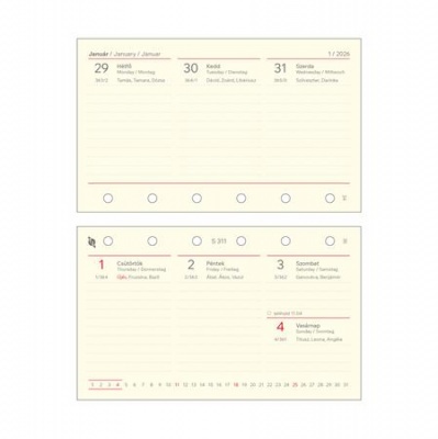 Kalendárium betét, tervező, heti, "S", SATURNUS, chamois 2026