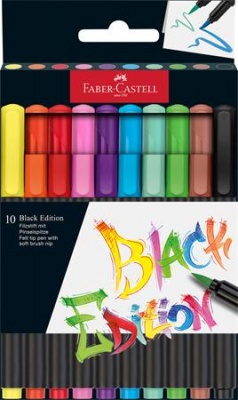 Ecsetirón készlet, FABER-CASTELL "Black Edition" 10 különböző szín