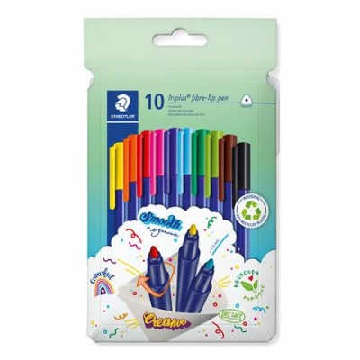 Rostirón készlet, 1 mm, STAEDTLER "Triplus 323", 10 különböző szín